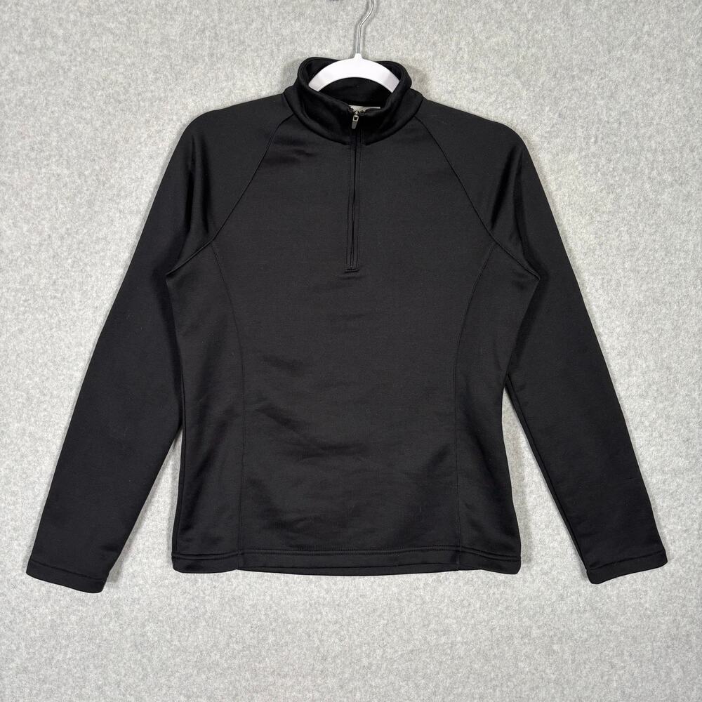 Ashworth Top Women Medium Black 1/4 Zip Base Layer Tight Running Performance